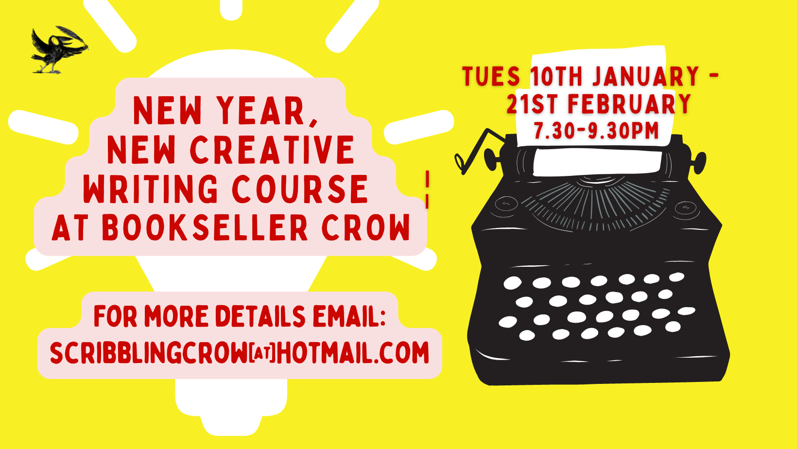 Creative Writing courses // Bookseller Crow Crystal Palace